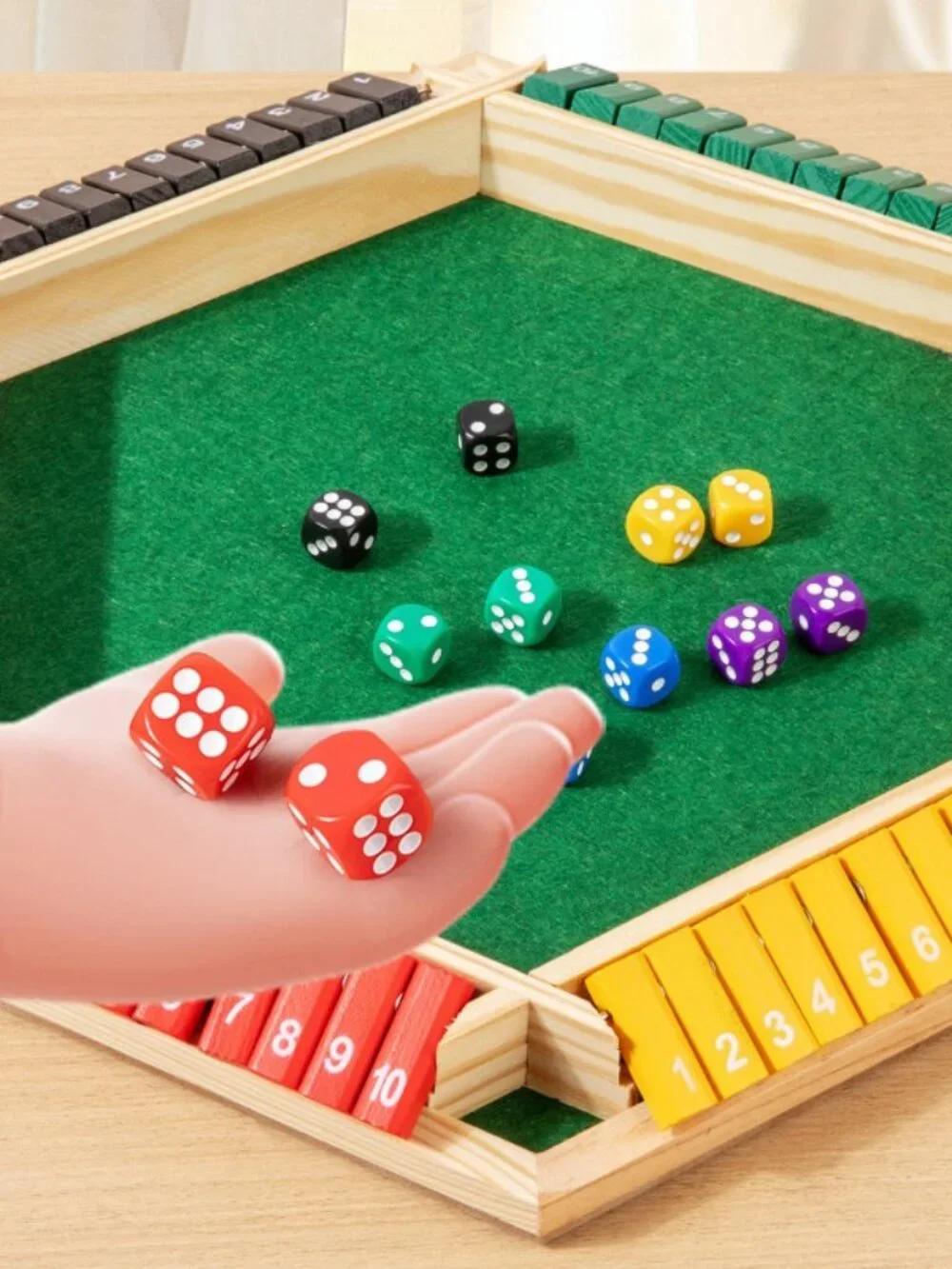 Shut the Box Dice Game for 2-6 Players – Wooden Family Board Game, Classic Table